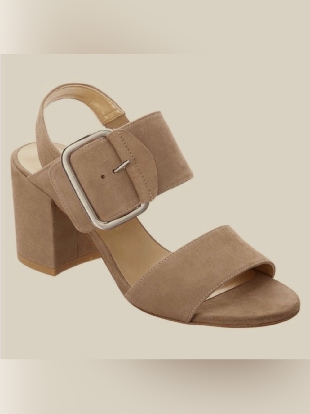 Stuart Weitzman Nude Suede Block Heel Sandals